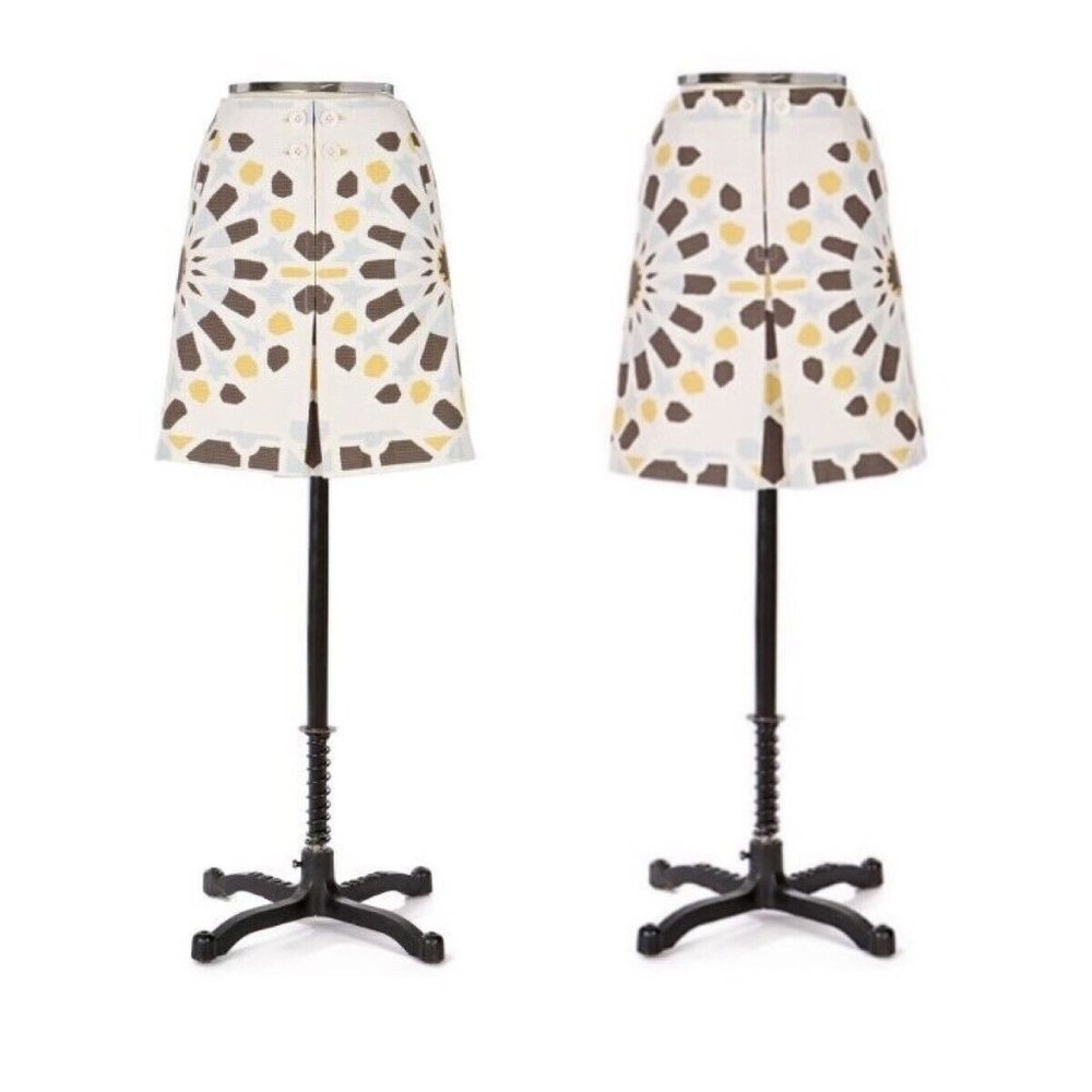 Anthropologie Elevenses Isabella A-Line Skirt Size 4 White Taupe Alhambra Print